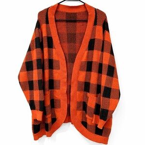 BloomChic Orange and Black Plaid Cardigan Size 30